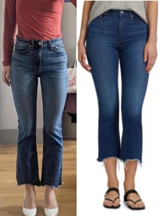 rag & bone Denim - Rag & Bone Nina High Rise Ankle Flare Crossfield Jeans Distressed Hem